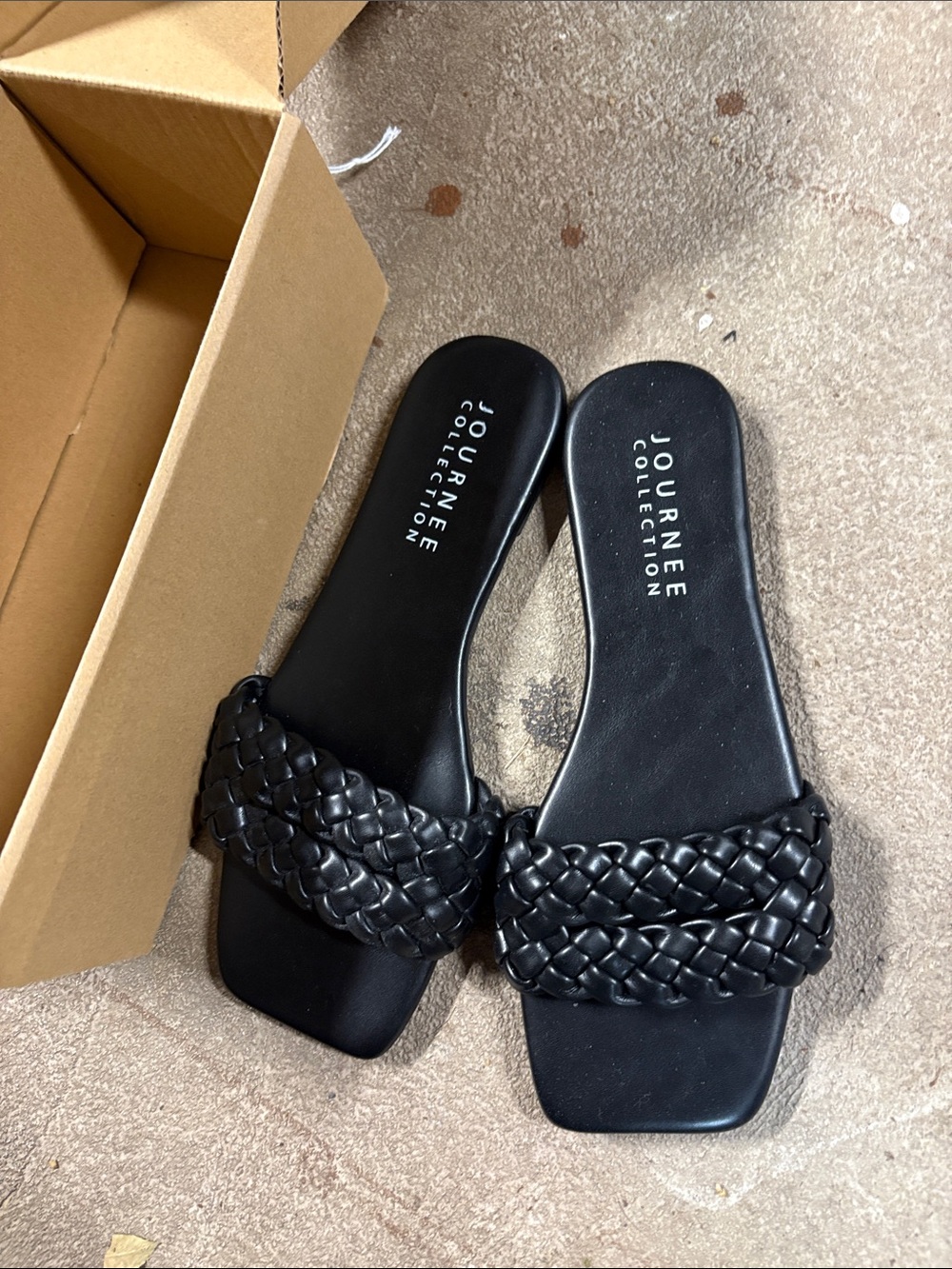 Journee Collection Black Braided Slide Sandals